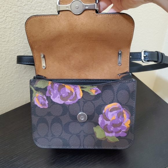 Coach Morgan Square Crossbody In Signature Canvas With Rose Print - Picture 12 of 16